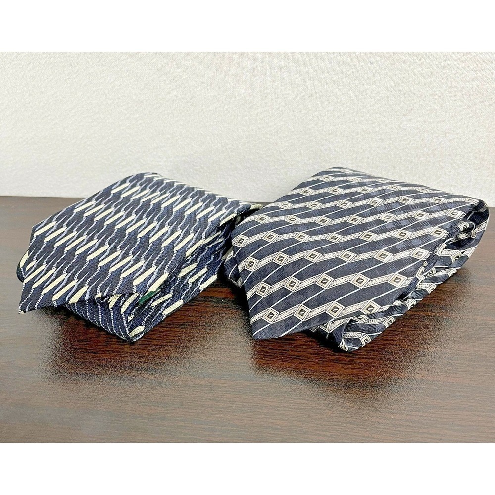 DONALD TRUMP Arrow Tie 100% Silk Blue Black Geometric Print Lot‎ of 2